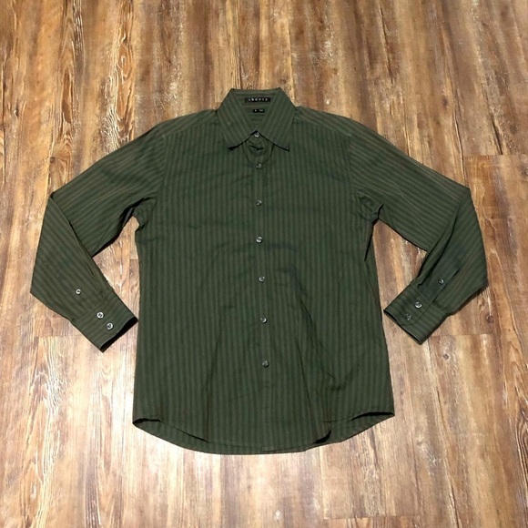 Theory Shirt Men's Small Klaus Button Down Green Black Business Casual - Picture 1 of 5
